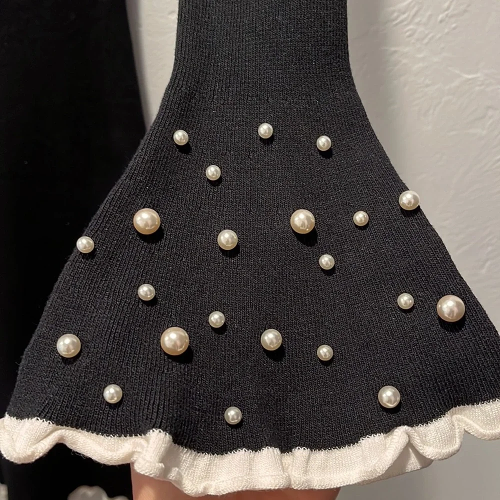 Jean Louis Francois Black Long Sleeve Dress Size S/M - Picture 7 of 13